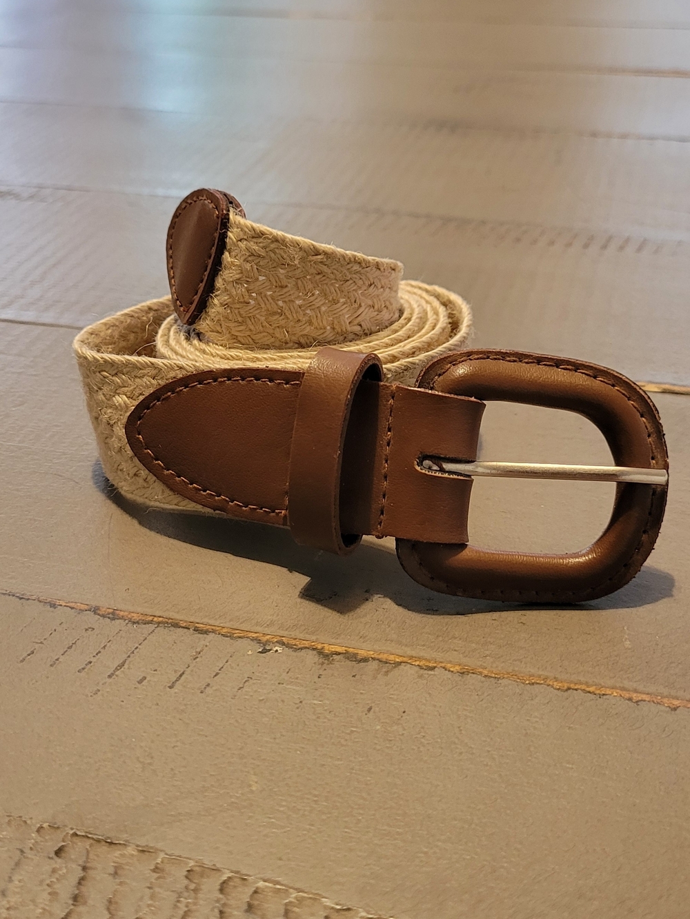 Men's Woven Natural and Brown Belt